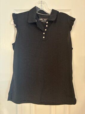 Lady Hagen Women's Black Dots  Sleeveless Golf Tennis Pickleball Shirt Size L